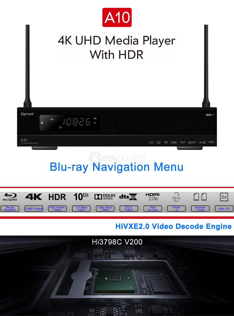 Android TV Box EGreat a10 cao cấp - xem phim 4K HDR, phim 3D, phim BLu-ray thả ga